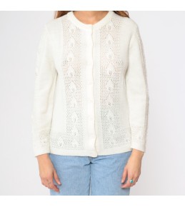 Creamy White Leaf-Patterned...