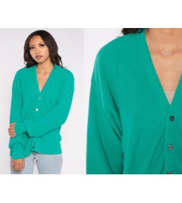 Emerald Green V-Neck Button...