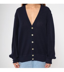 Navy Deep V Button Cardigan