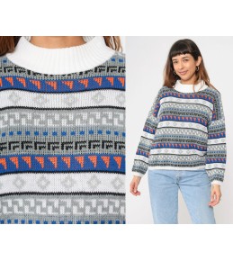 Grey Fair Isle Knit Sweater