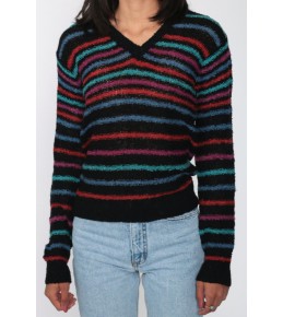 Rainbow Stripe V-Neck Knit...