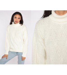 Cream Turtleneck Textured...