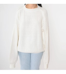 Ivory Ribbed Knit Sweater