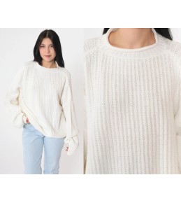 Ivory Ribbed Knit Sweater
