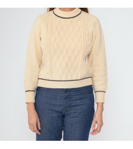 Beige cable knit sweater