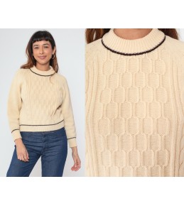 Beige cable knit sweater