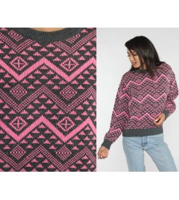 Pink Charcoal Fair Isle...