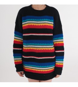 Black Rainbow Stripe Knit...