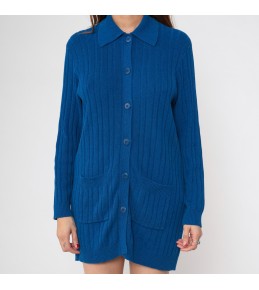 Cobalt Blue Ribbed Knit...