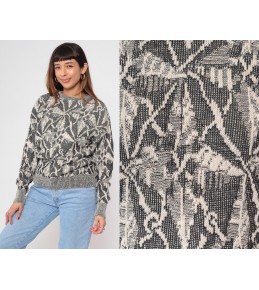 Grey Abstract Jacquard Knit...
